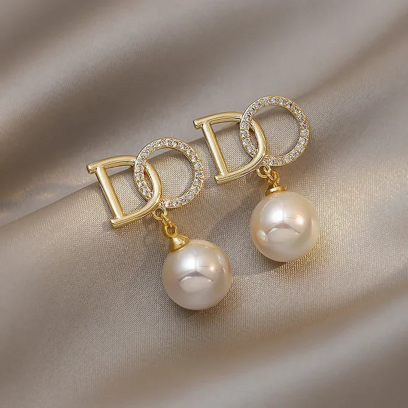 LUX Zircon Pearl Drop Earrings