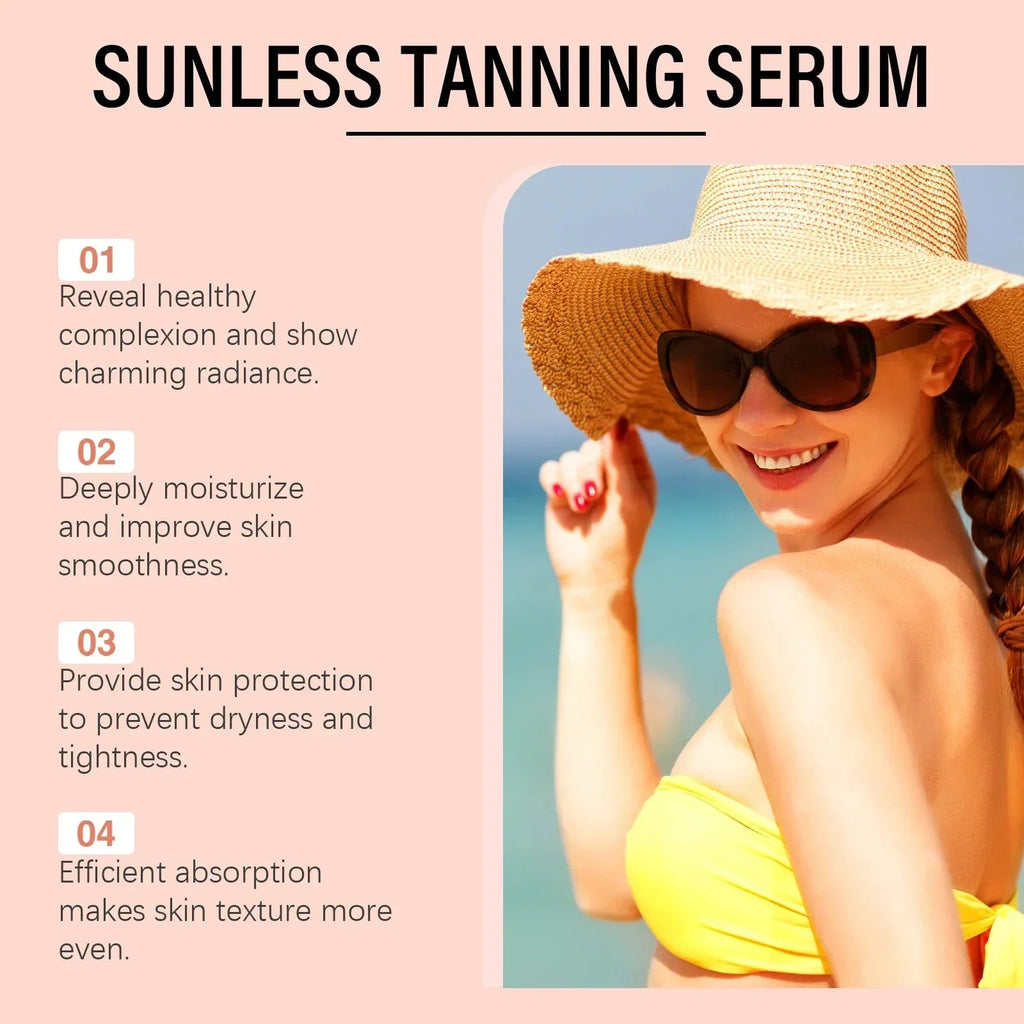 Herbal Self Tanning Essence Spray Sunless Tanning Enhance Skin Melanin Liquid Bronzer Natural Tanner For Body Face Nourishing