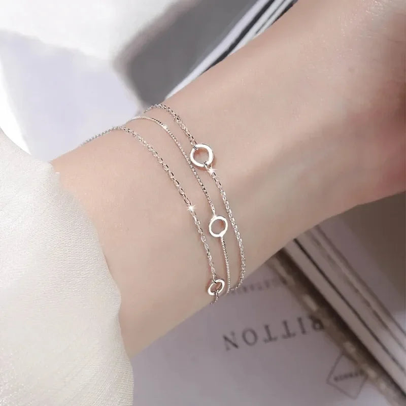 Romance 925 Sterling Silver Double Love Bracelet