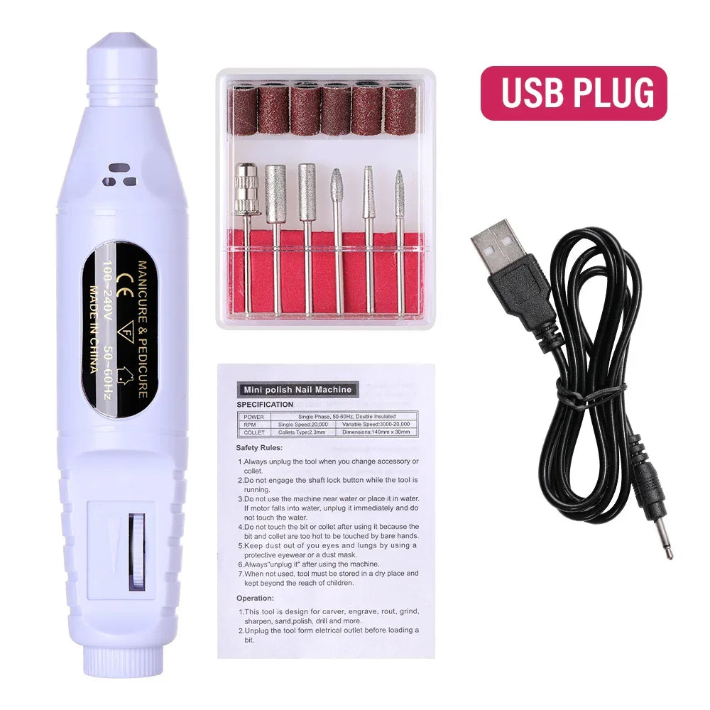 HALAIMAN Electric Nail Drill Machine Set Pedicure Grinding Equipment Mill For Manicure  Professional Strong Nail Polishing Tool