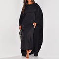 Chic Simple Basic Color Solid Long Robe Elegant O Neck Batwing Sleeve Commute Dress Casual Women Fashion Loose Swing Party Dress