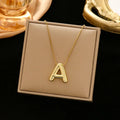 Stainless Steel Chain Gold Plated Letter Necklaces Chunky Alphabet Balloon Bubble Initial Pendant Necklace for Women Men Jewelry