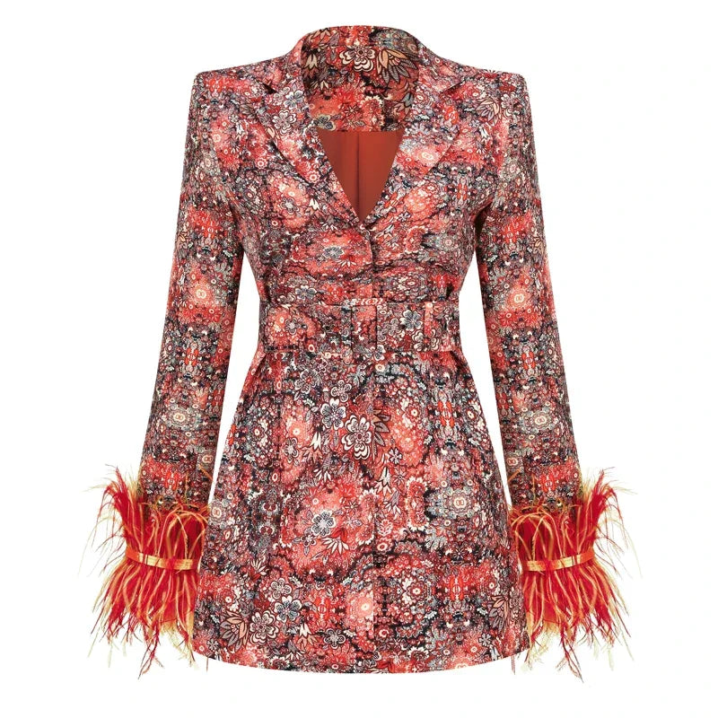 Women's Feather Cuff Party Dress