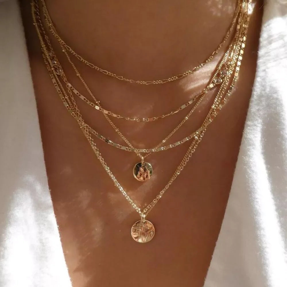Boho Multi-Layer Crystal Pendant Necklaces