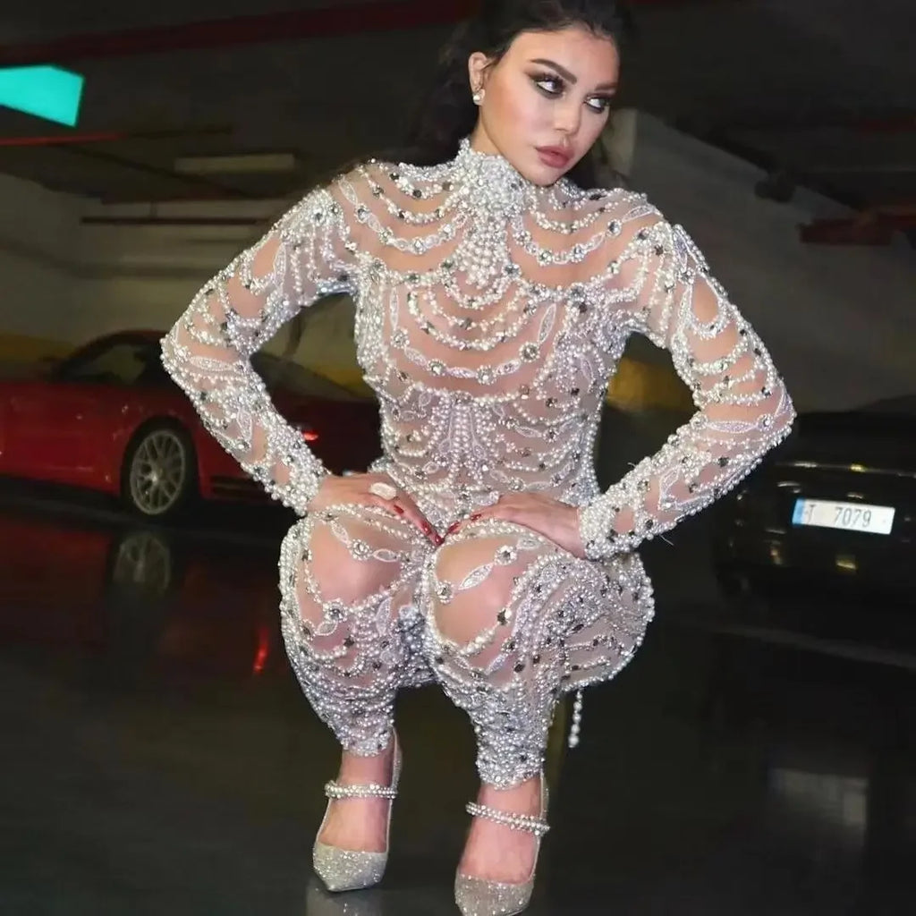 Women Elegant Sleeveless Sequined Glitter Shiny Jumpsuit Trousers Wide Leg Pants Sexy Slim Fit Backless Jumpsuit Romper Overalls