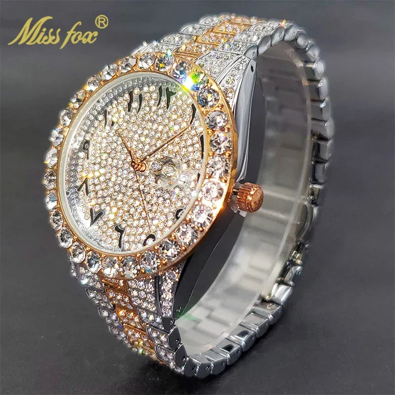 Bling Moissanite SS Quartz Calendar Watch