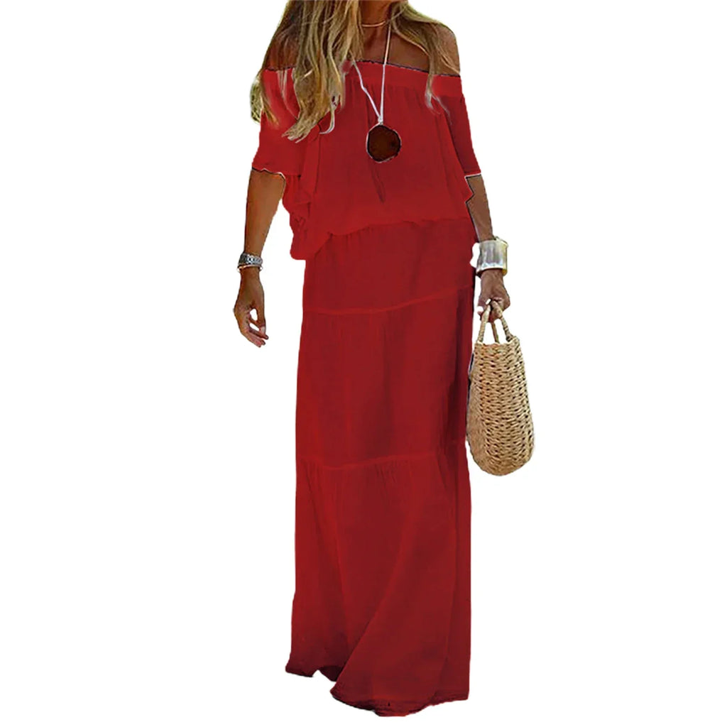 Chic Off The Shoulder Maxi Dress