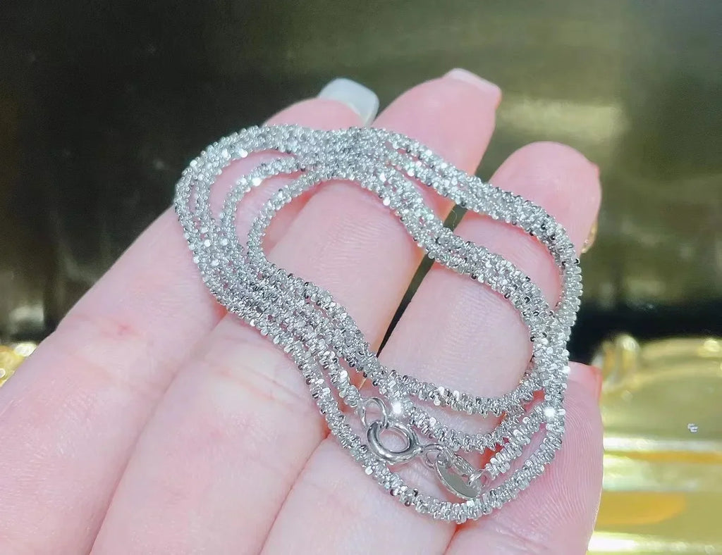 Genuine  Italian S925 Sterling Silver Necklace Sparkling Clavicle Chain Sweater Chain High Jewelry for Woman Fine Jewelry Gifts