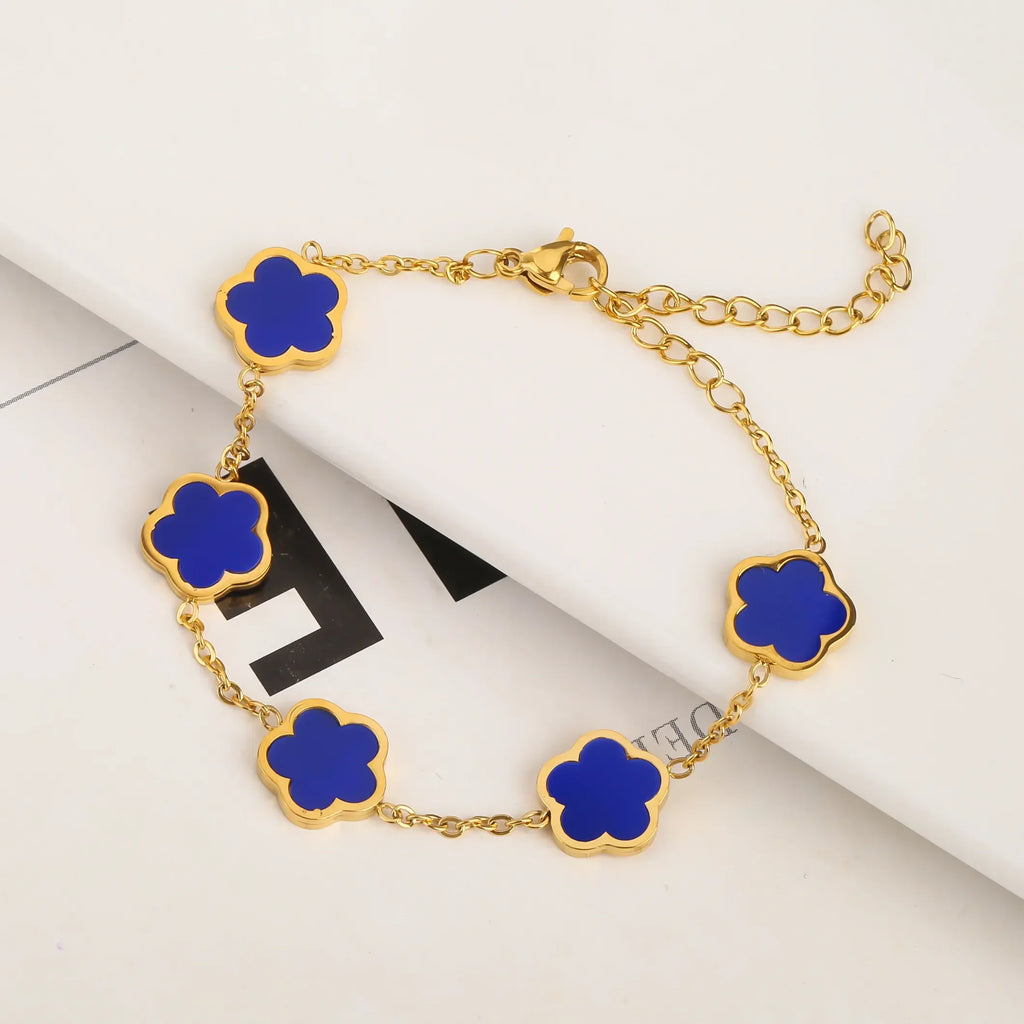 Stainless Steel Non Fading Minimalist Creative Plant Live Leaf Petal Flower Pendant Necklace Earrings Bracelet Jewelry Set