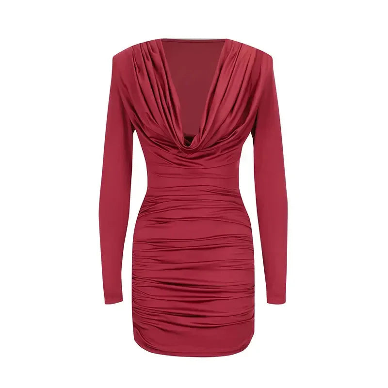 Red Long Sleeve Mini Dress