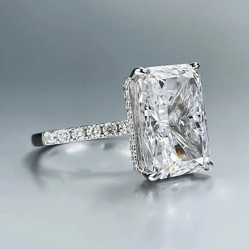 Radiant Cut 5ct Lab Diamond Ring 100% Real 925 Sterling Silver Party Wedding Band Rings for Women Men Engagement Jewelry Gift