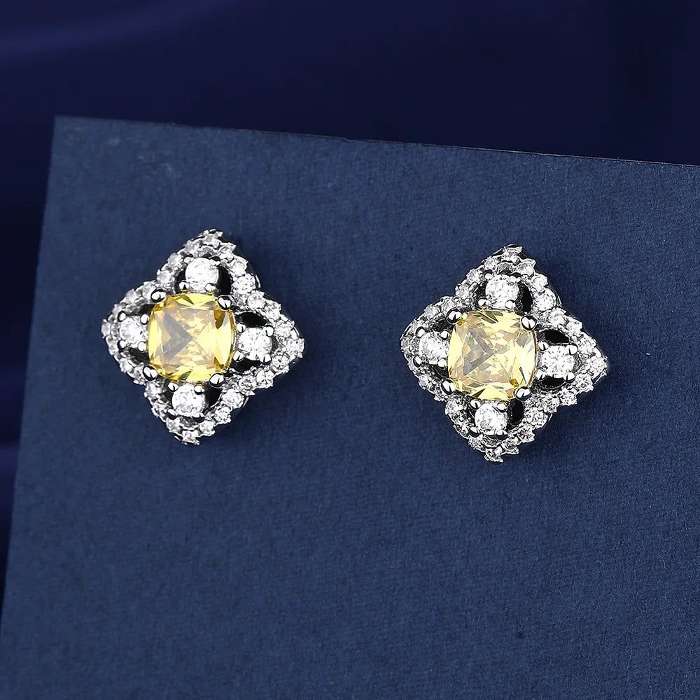 Iconic 925 Sterling Silver Crystal CZ Stud Earrings