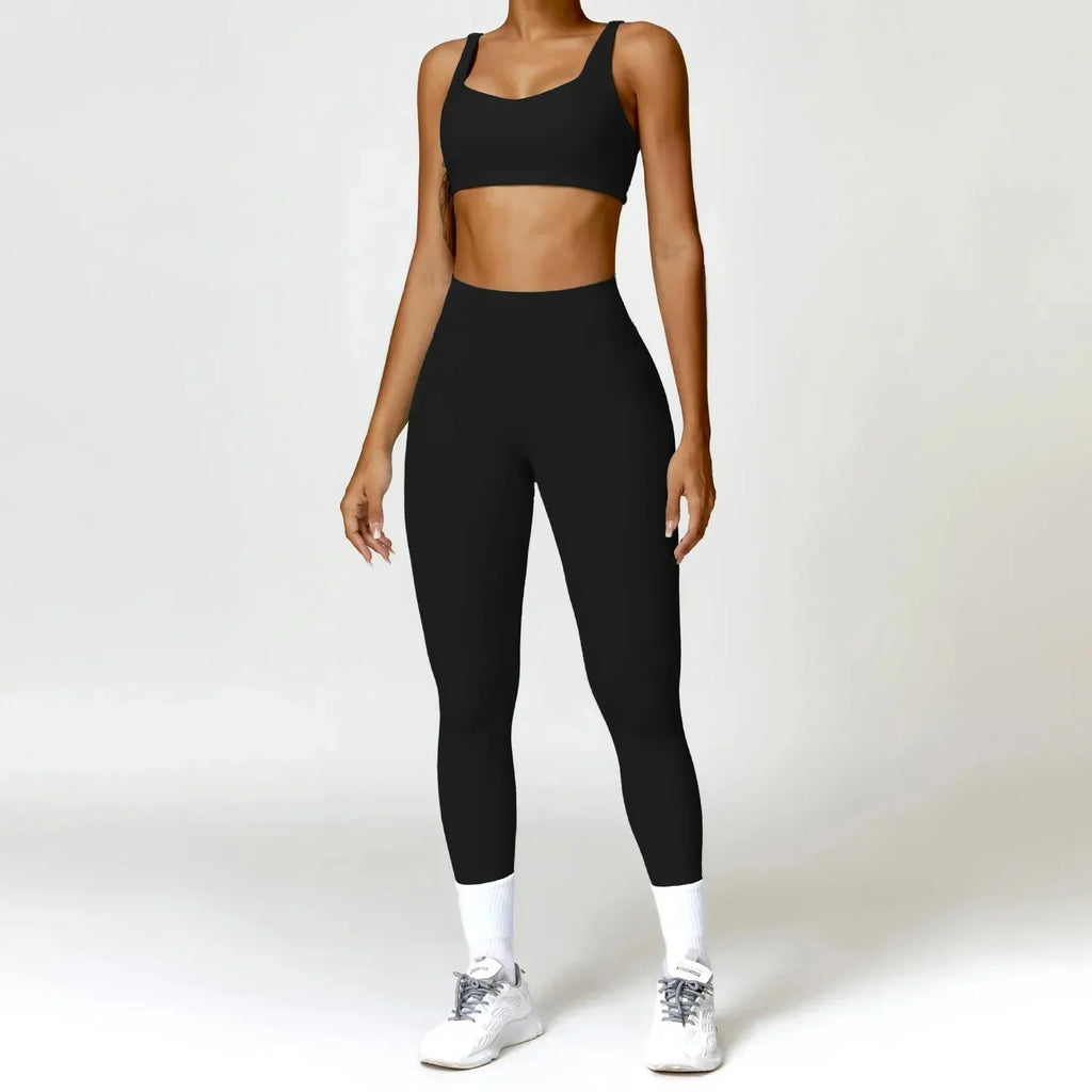 2PCS Yoga Set Women Gym Long Sleeve Sports Suits Fitness Bra Crop Top Workout Clothes Female Athletic Wear Legging Sportswear