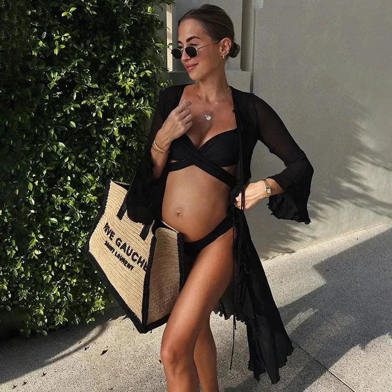 Black Sheer Beach Maxi Dress