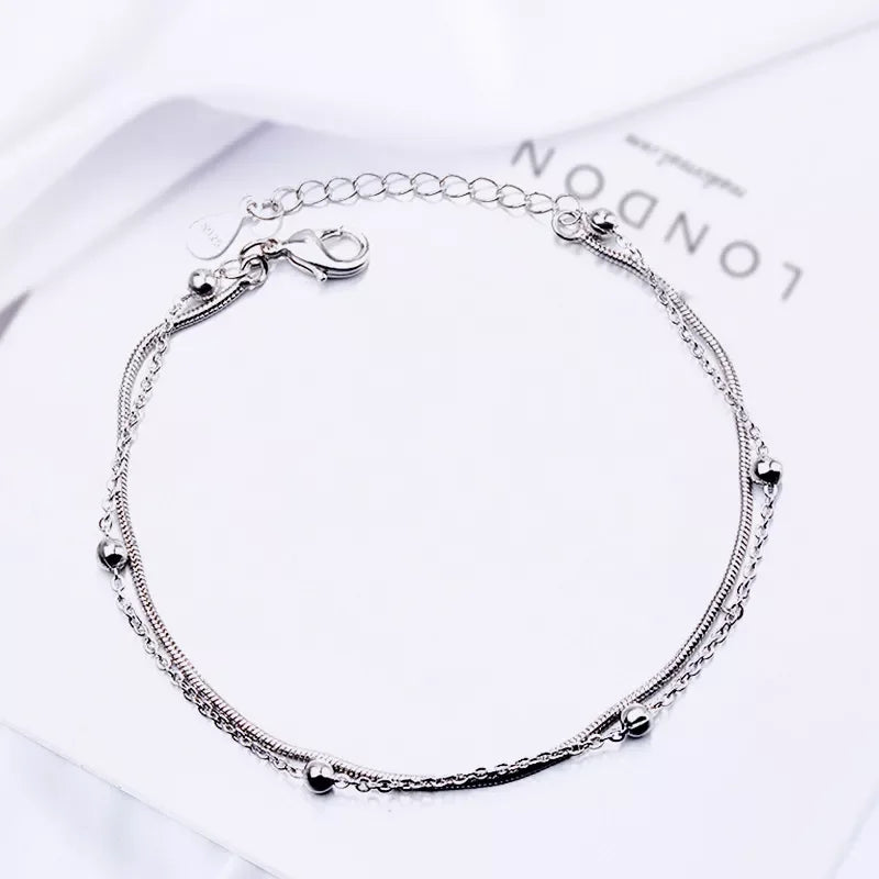 Romance 925 Sterling Silver Double Love Bracelet
