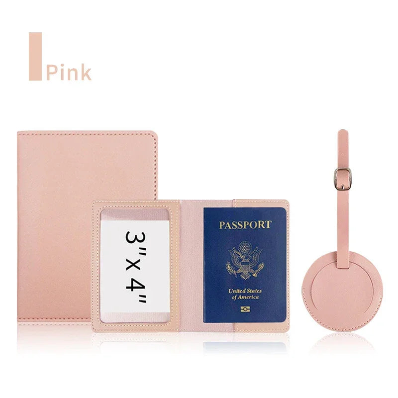 Custom Passport Holder Luggage Tag Set PU Leather