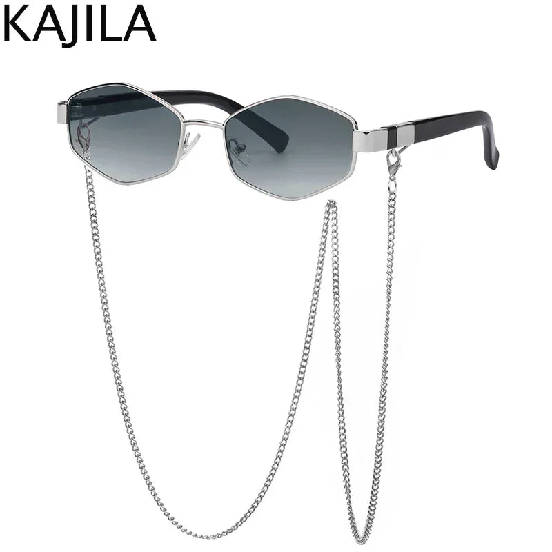 Hexagon Sunglasses With Chain