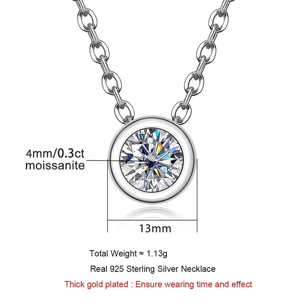 925 SS Round Brilliant 18K Gold Plated 0.3ct D Color Moissanite Necklace