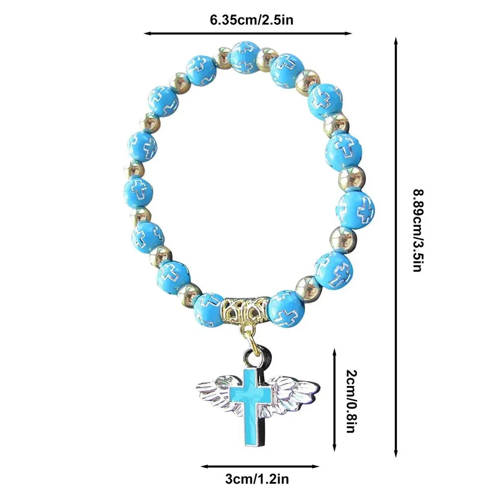 Angel Wing Cross Rosary Bracelets