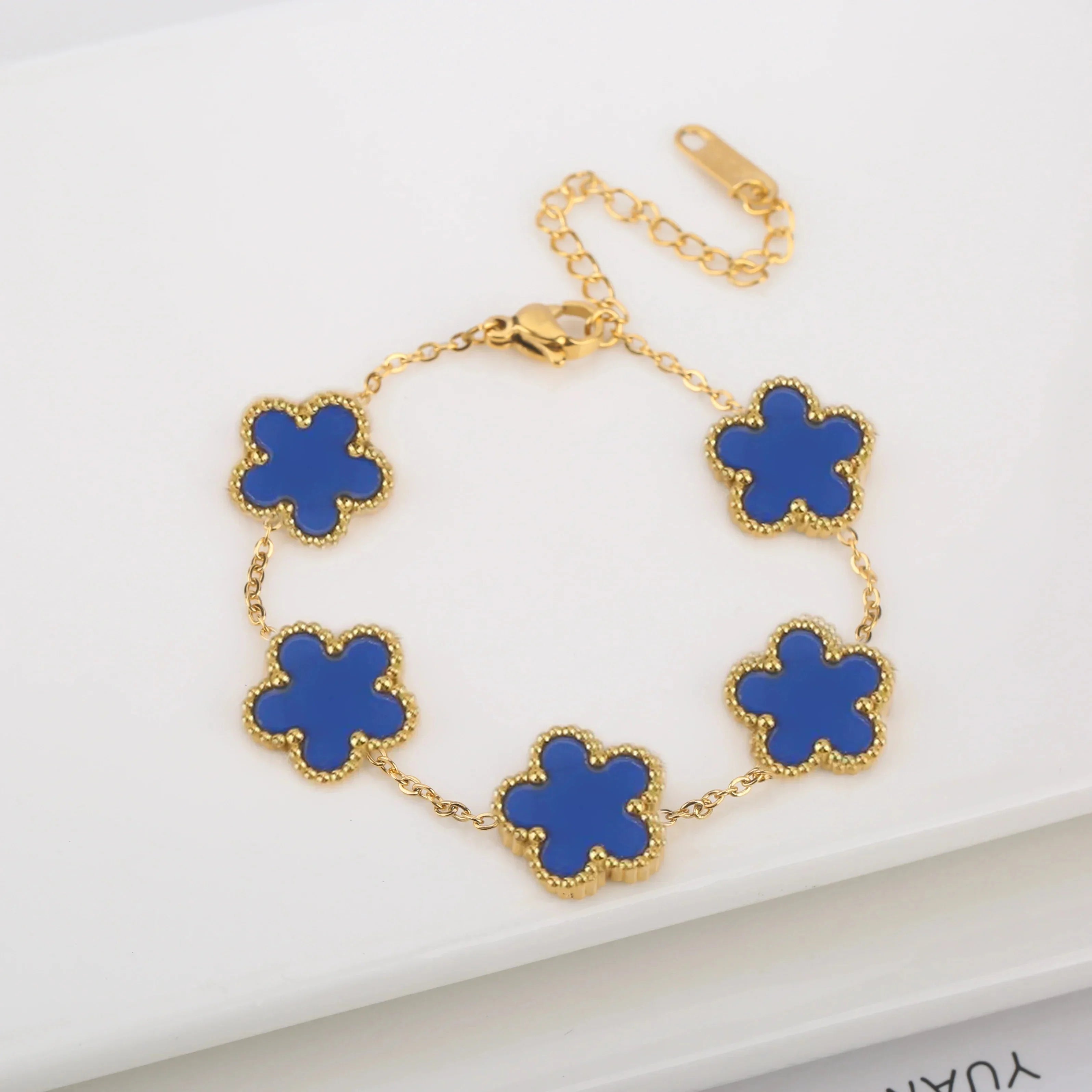 Hot Sale Stainless Steel Laser Five Leaf Flower Petal Adjustable Clover Bracelet Classic for Woman Girl Brand Jewelry Party Gift