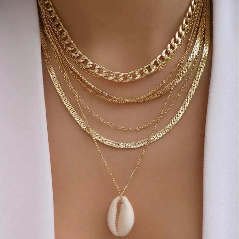 Boho Multi-Layer Crystal Pendant Necklaces