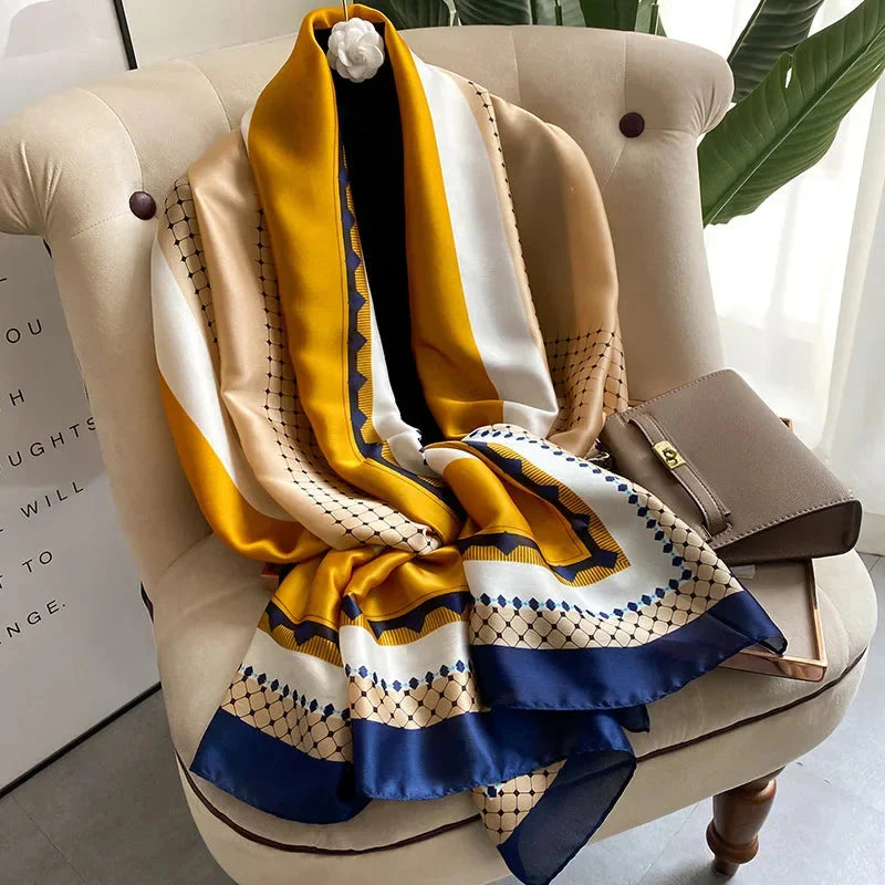 180*90cm Luxury Brand Women Summer Silk Scarves Shawl Lady Wrap Soft Female Europe Designer Beach Bandanna foulard muffler pareo