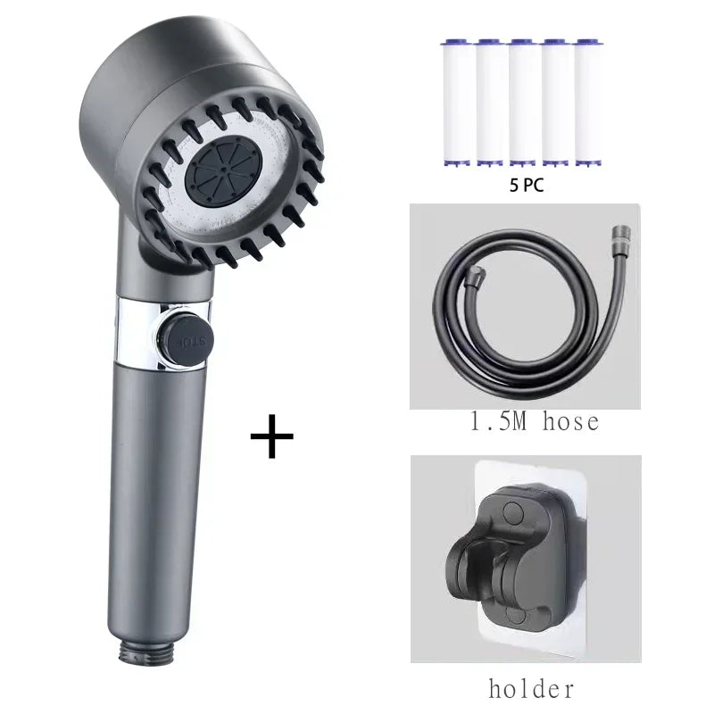 Shower Head Turbo Charged High Pressure Shower Head Rainfall with Hose Showerhead Filter Holder Bathroom Home Accessories Set
