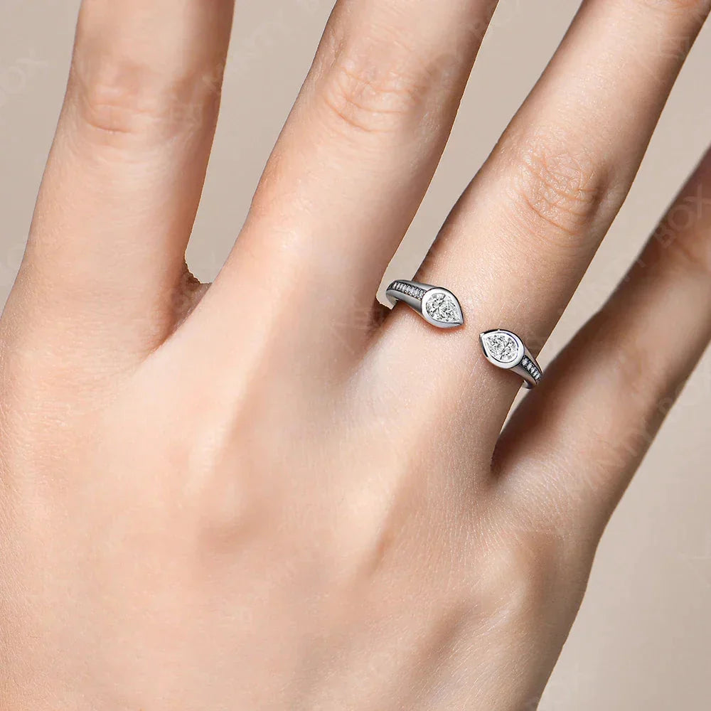 MINTYBOX Pear Shape Lab Grown Diamond Ring 0.5CT S925 Silver Moissanite Rings For Women 18k White Gold Plated Wedding Jewelry