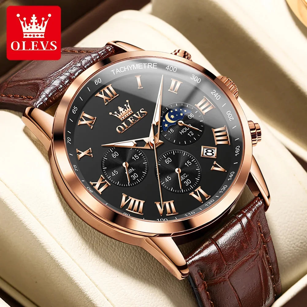 Luxury Brand Men's Stainless Chronograph Quartz Watch