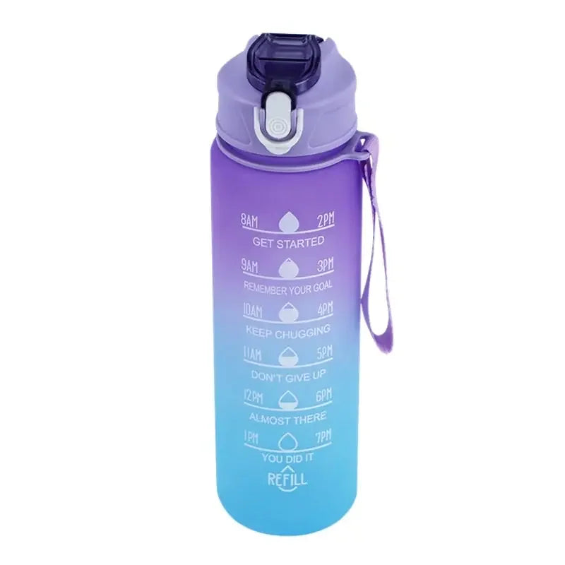 Gradient Sports Water Bottle with Time Marker Leak-proof Cup Motivational BPA Free