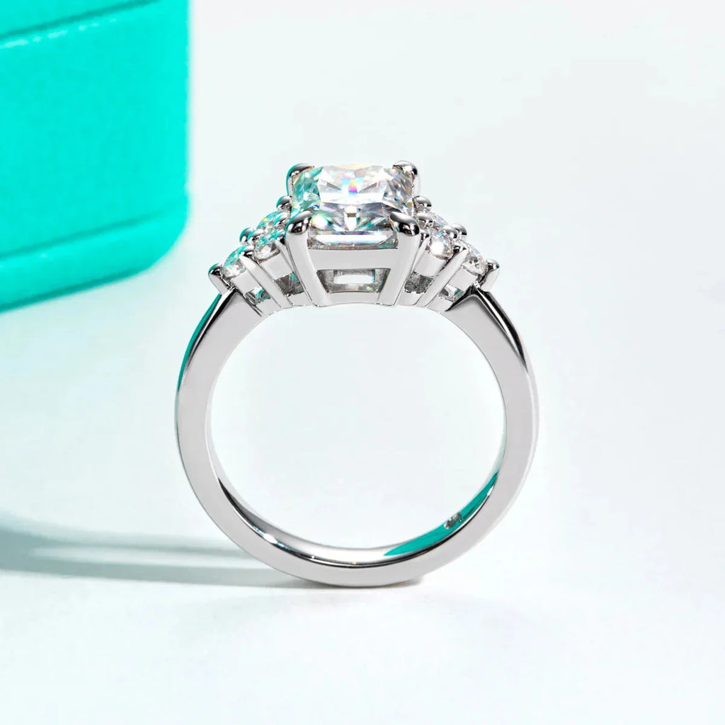 AnuJewel 3ct Radiant Cut D Color Moissanite Engagement Ring 18K Gold Plated Luxurious Wedding Ring Women Jewelry Wholesale