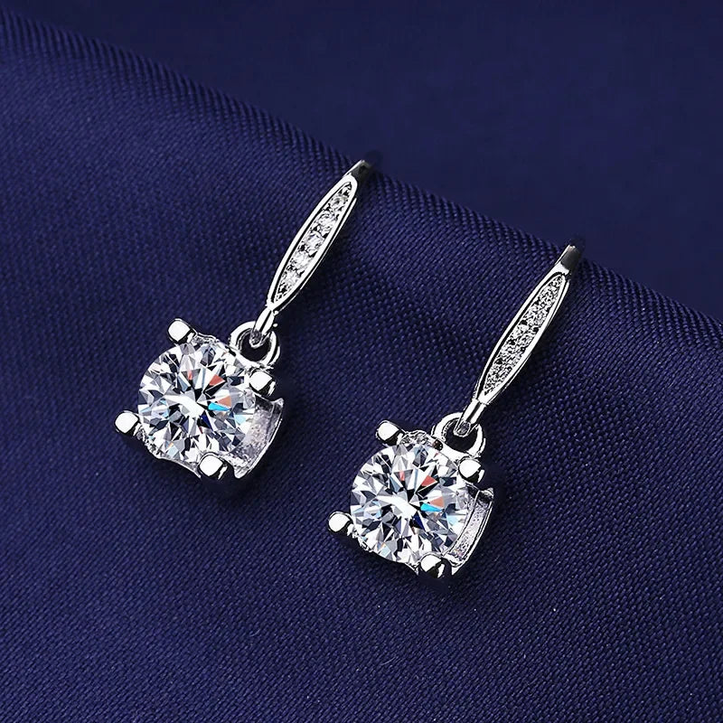 Iconic 925 Sterling Silver Crystal CZ Stud Earrings