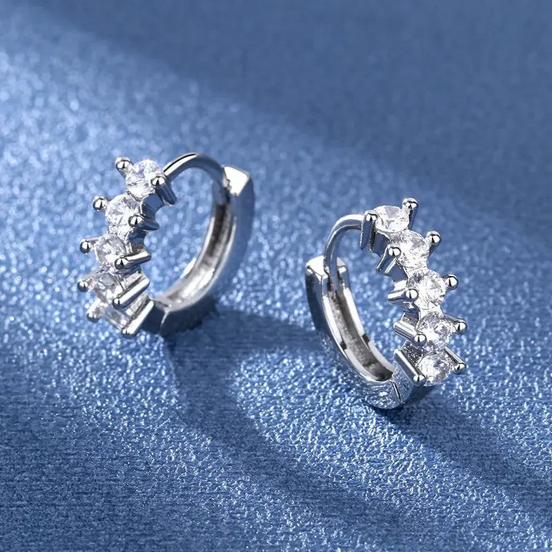 Iconic 925 Sterling Silver Crystal CZ Stud Earrings