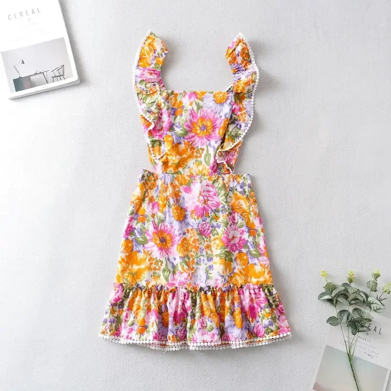 Sunset Bloom Ruffle Mini Dress