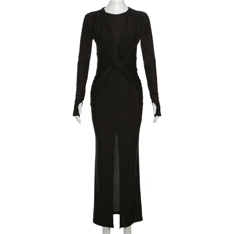 Winter Long Sleeve A-Line Long Bodycon Dress