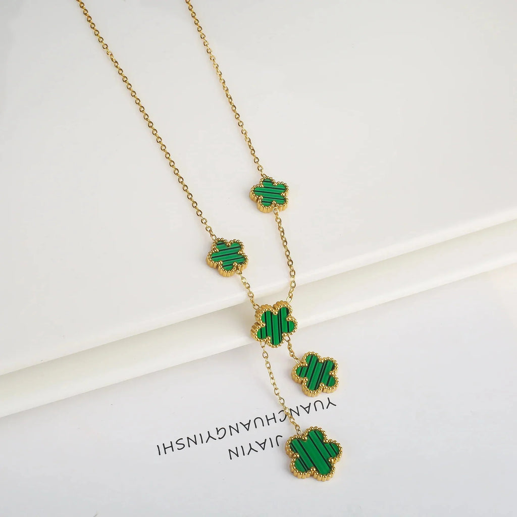 Hot Sale Stainless Steel Laser Five Leaf Flower Petal Adjustable Clover Bracelet Classic for Woman Girl Brand Jewelry Party Gift