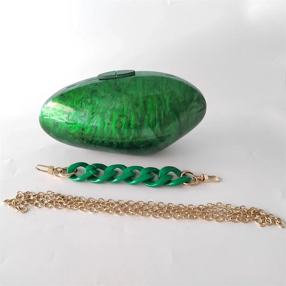 Pearl Acrylic Shell Clutch