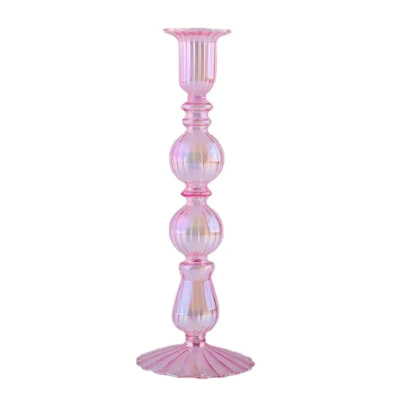 Floriddle Retro Candlesticks Taper Candle Holders Tall Candlesticks Decoration Party Glass Vase Home Decor Wedding Decoration