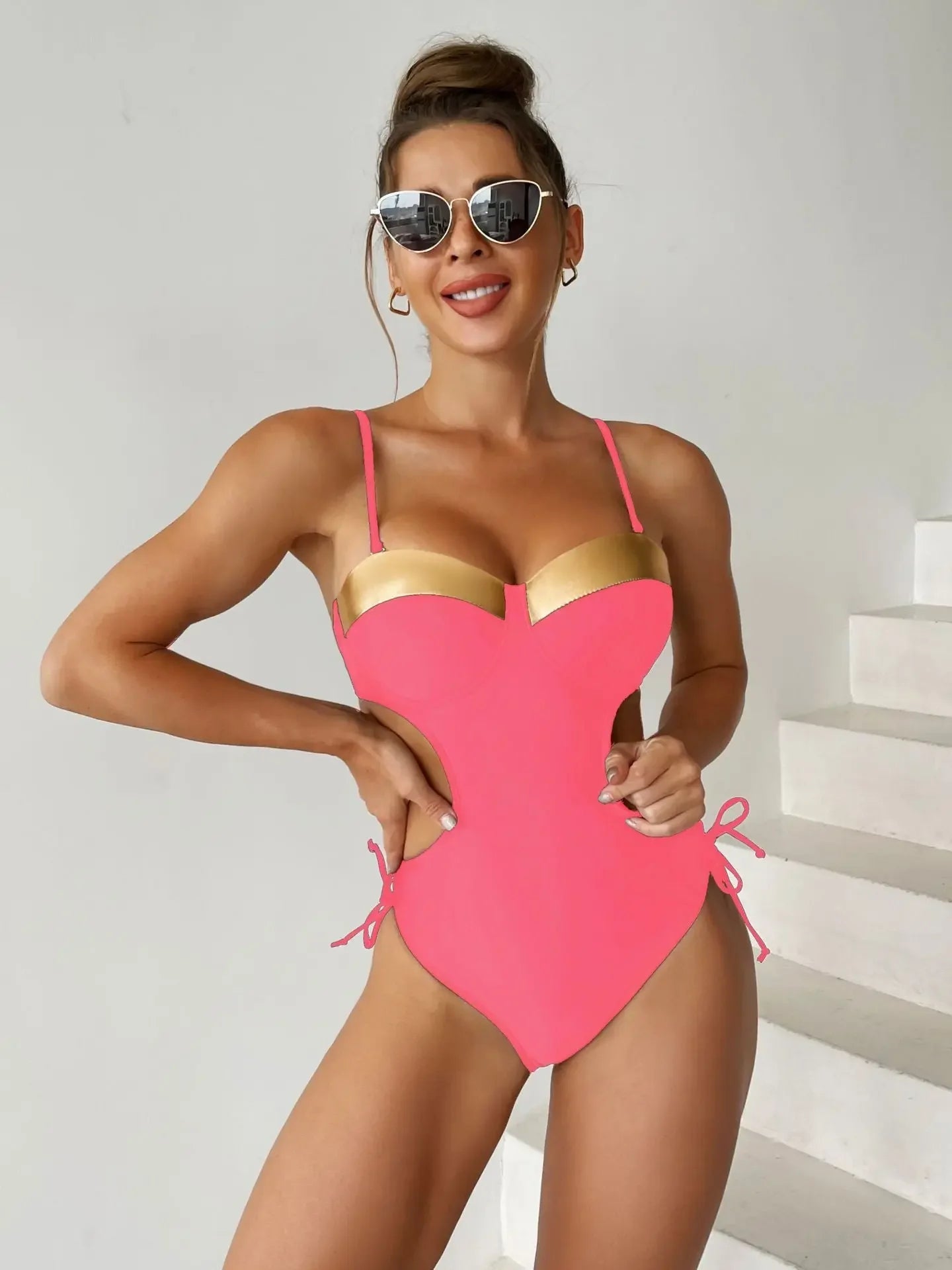 VigoBeviya 2023 Black Strapped Swimwear Women Sexy Hollow Push UP One Piece Swimsuit Monokini Blackless Beach Bathing Suit