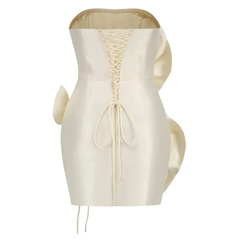 New sexy bra decoration flower dress, Women's temperament  back tiedesign party ceremonial dress dress