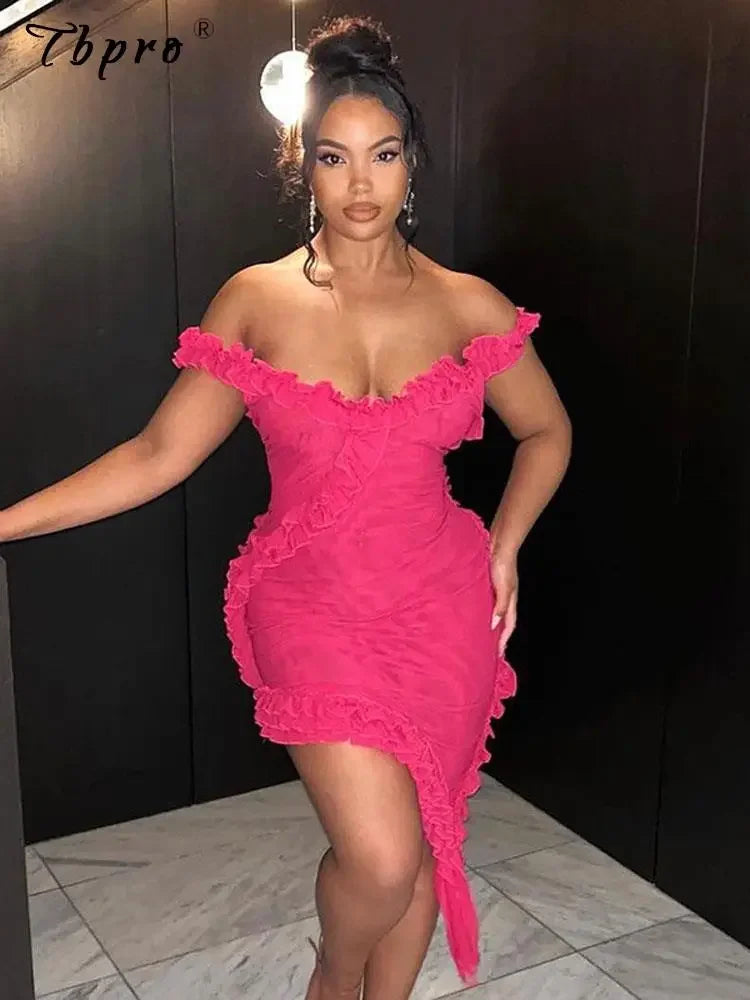 Dazzling Ruffle Evening Dress