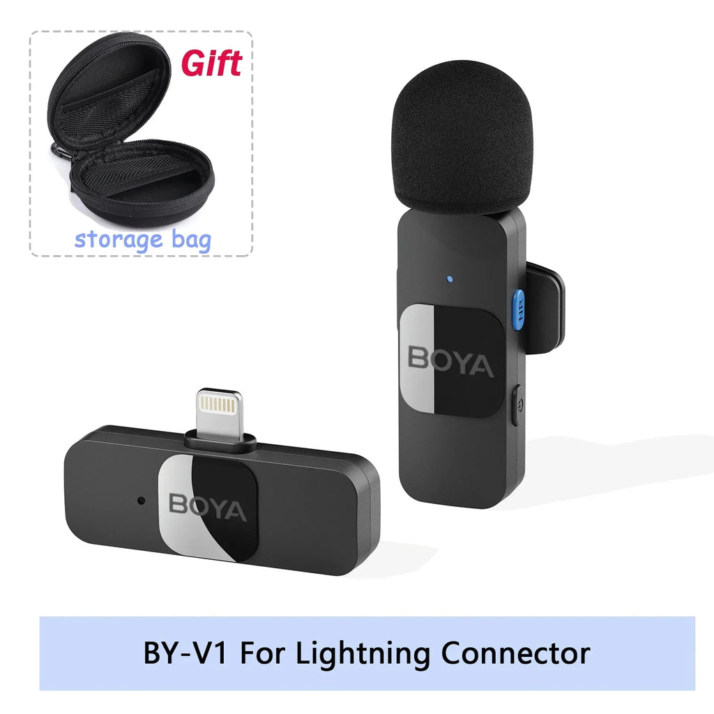 BOYA BY-V Professional Wireless Lavalier Mini Microphone for iPhone iPad Android Live Broadcast Gaming Recording Interview Vlog
