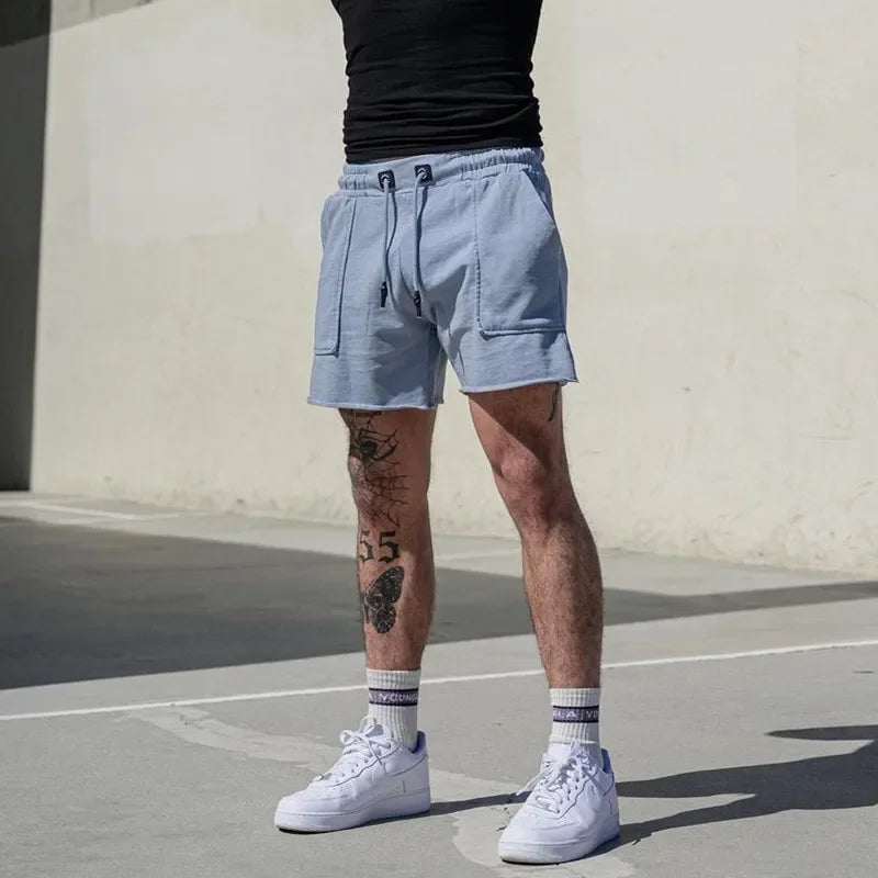Summer Men's Athletic Shorts Terry Curling Muscle Training Squat Shorts Men's Casual Running Fitness Short-Length Pants