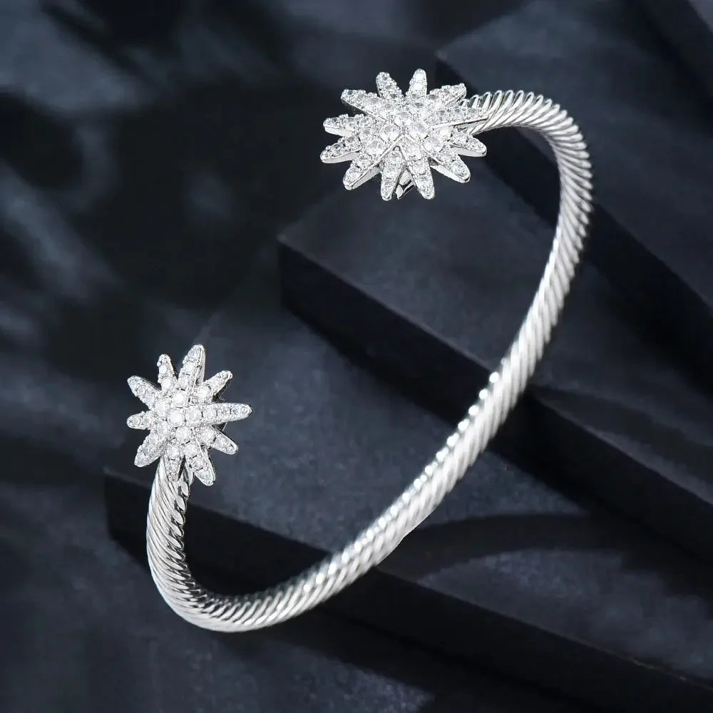 Missvikki Original design Stackable Bangle For Women Bridal Wedding Cubic Zircon OPen Bangle Dubai Bracelet Party Jewelry