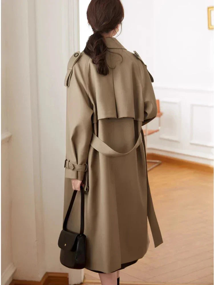 European Double Breasted Long Trench Coat