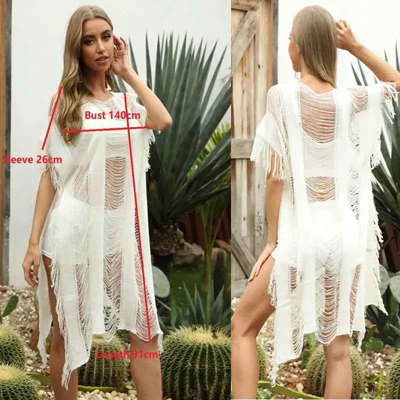Lacy Long Bikini Beach Tunic Cover Up