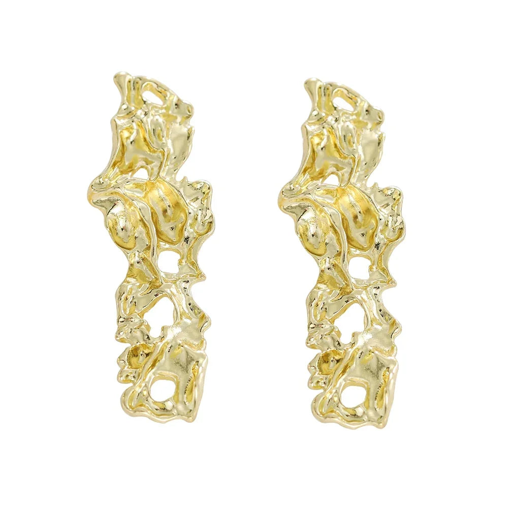Vintage Metal Flower Statement Earrings