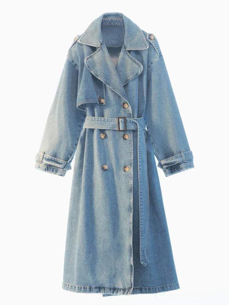 Denim Belted Trench Coat