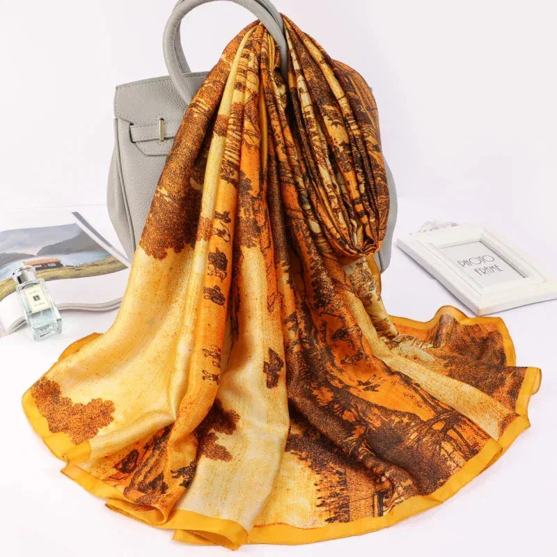 180*90cm Luxury Brand Women Summer Silk Scarves Shawl Lady Wrap Soft Female Europe Designer Beach Bandanna foulard muffler pareo