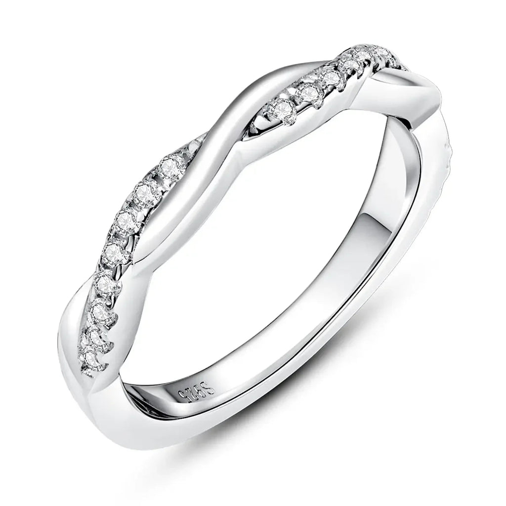 Girlfriend 1.3mm D Color Moissanite Ring 925 Silver Eternity Band
